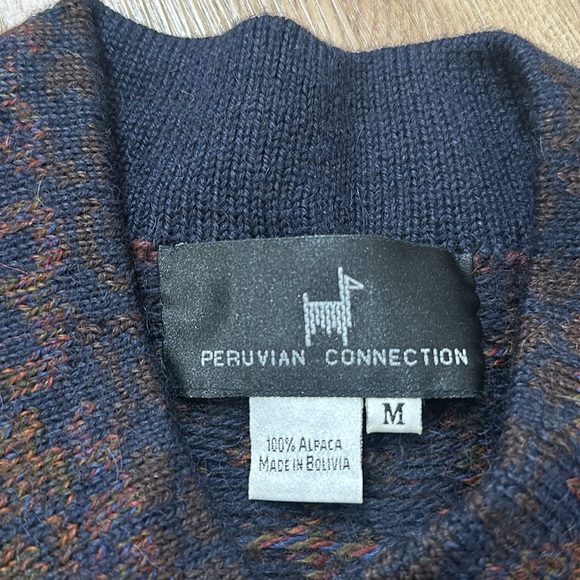 Peruvian Connection Black and Brown Knit Cardigan - Picture 3 of 4